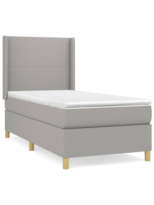 Box spring postel s matrací světle šedá 90x200 cm textil