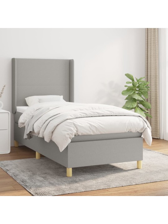 Box spring postel s matrací světle šedá 90x200 cm textil