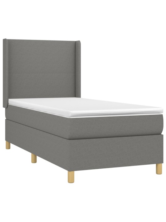 Box spring postel s matrací tmavě šedá 90x200 cm textil
