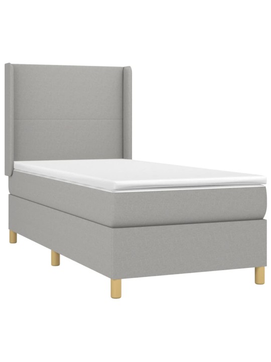 Box spring postel s matrací světle šedý 100 x 200 cm textil