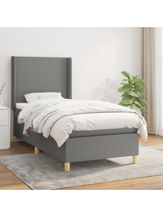 Box spring postel s matrací tmavě šedá 100 x 200 cm textil