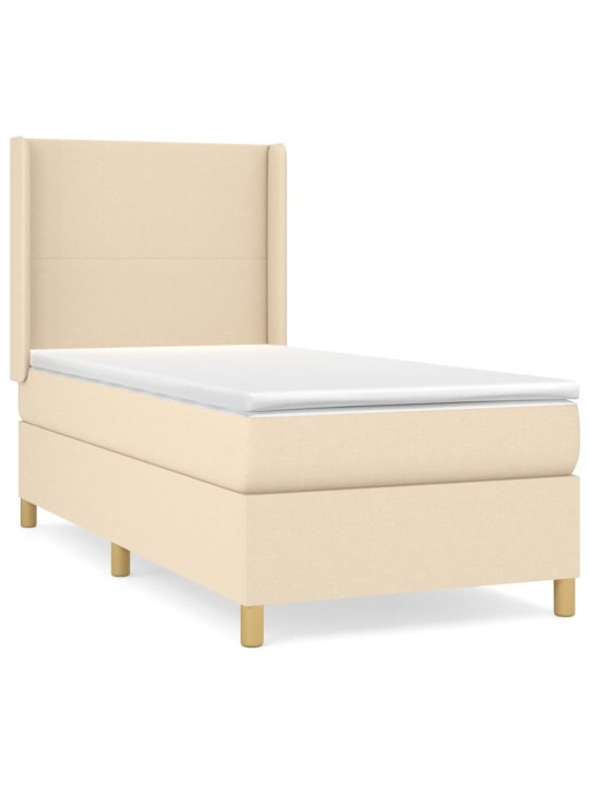 Box spring postel s matrací krémová 100 x 200 cm textil