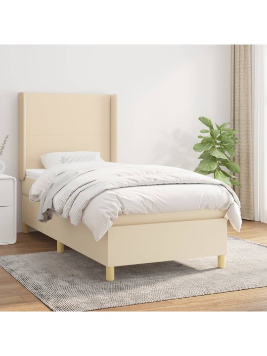 Box spring postel s matrací krémová 100 x 200 cm textil