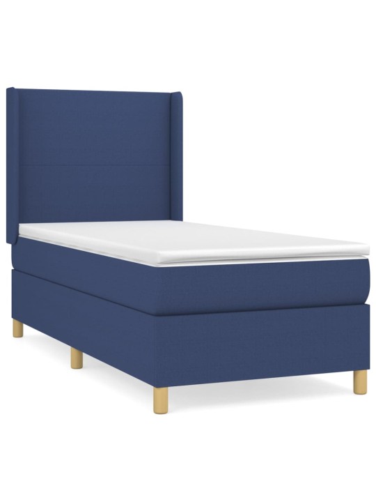 Box spring postel s matrací modrá 100 x 200 cm textil