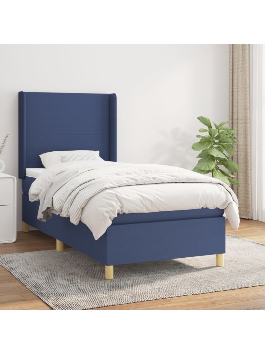 Box spring postel s matrací modrá 100 x 200 cm textil