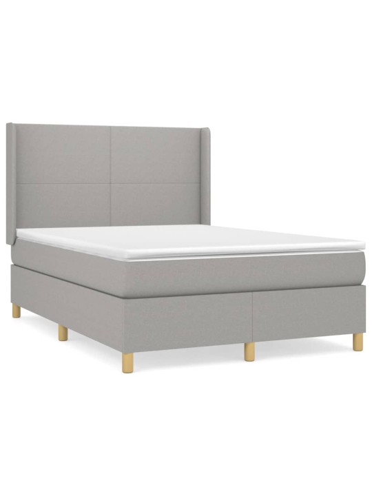 Box spring postel s matrací světle šedá 140 x 190 cm textil
