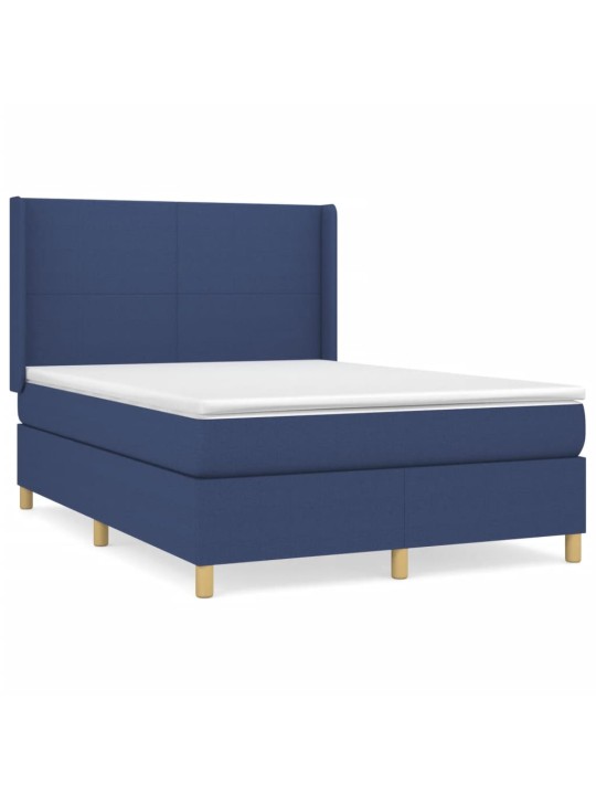 Box spring postel s matrací modrá 140x190 cm textil