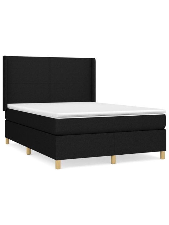 Box spring postel s matrací černá 140x200 cm textil