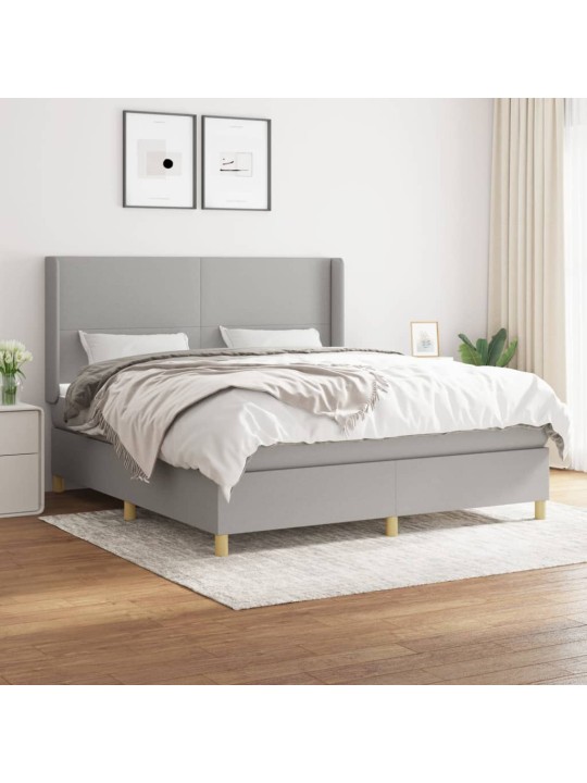 Box spring postel s matrací světle šedá 160 x 200 cm textil