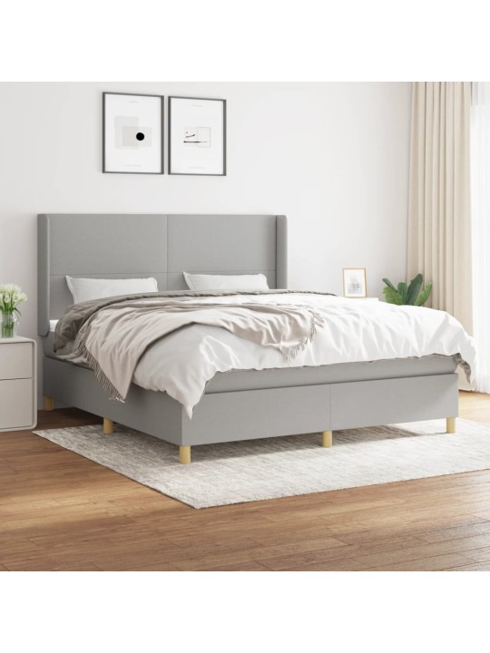 Box spring postel s matrací světle šedá 180 x 200 cm textil