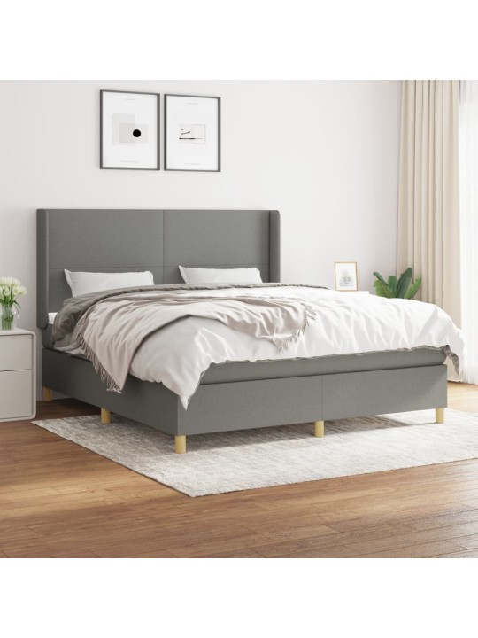 Box spring postel s matrací tmavě šedá 180x200 cm textil