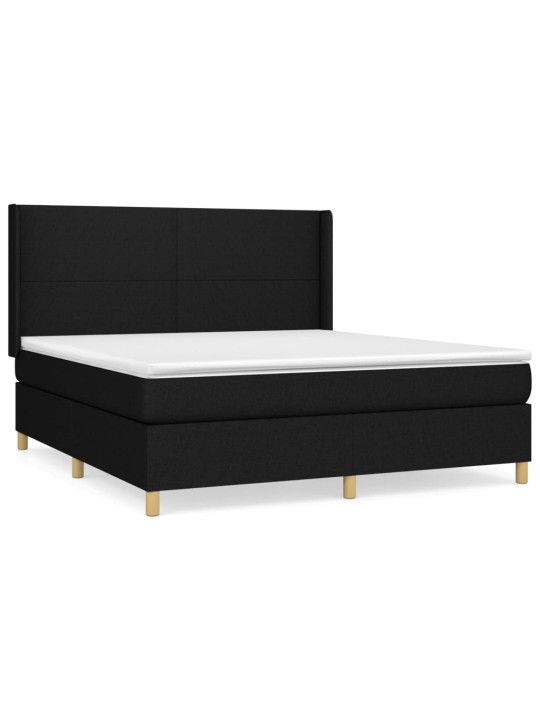 Box spring postel s matrací černá 180x200 cm textil
