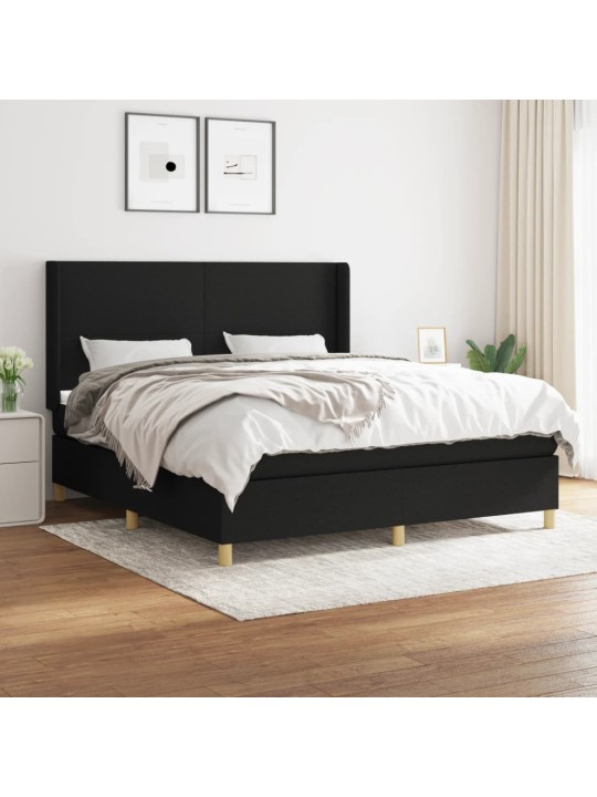 Box spring postel s matrací černá 180x200 cm textil