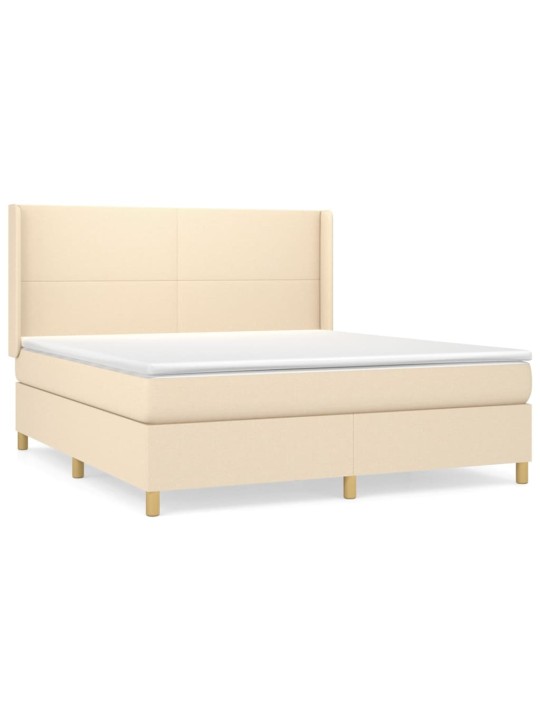 Box spring postel s matrací krémová 180x200 cm textil