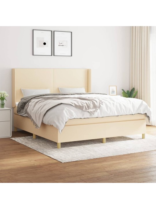 Box spring postel s matrací krémová 180x200 cm textil