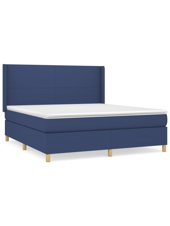 Box spring postel s matrací modrá 180x200 cm textil