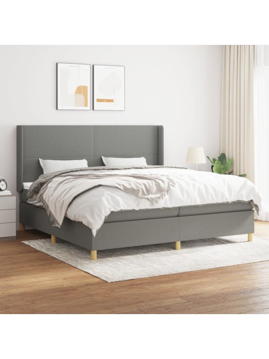 Box spring postel s matrací tmavě šedá 200x200 cm textil