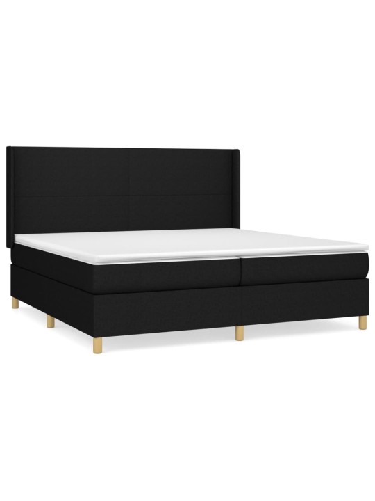 Box spring postel s matrací černá 200x200 cm textil