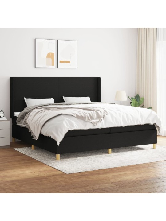 Box spring postel s matrací černá 200x200 cm textil