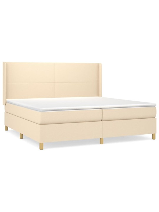 Box spring postel s matrací krémová 200x200 cm textil