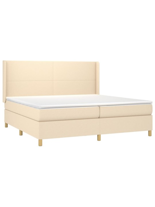 Box spring postel s matrací krémová 200x200 cm textil