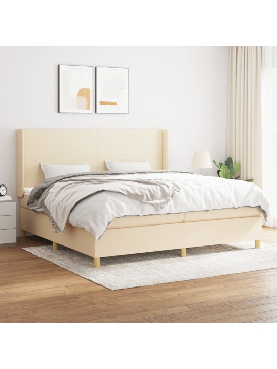 Box spring postel s matrací krémová 200x200 cm textil
