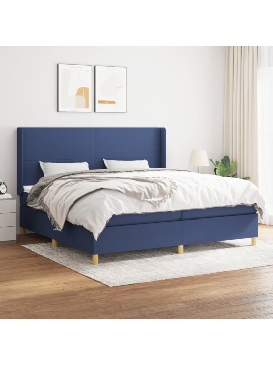 Box spring postel s matrací modrá 200x200 cm textil
