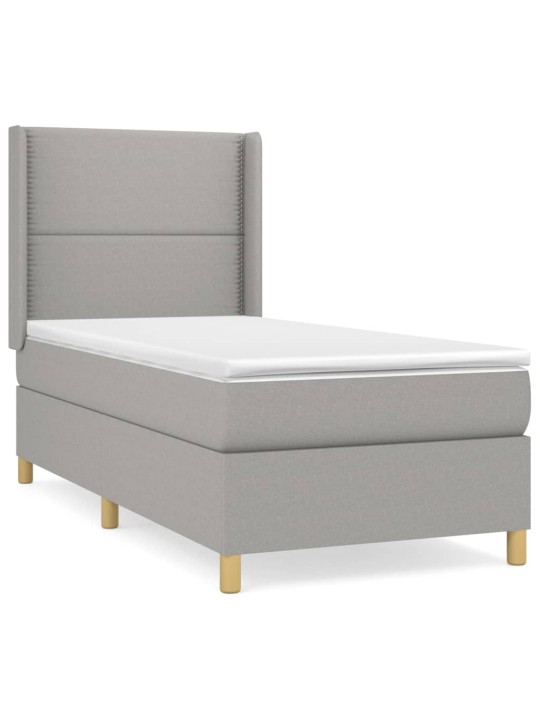 Box spring postel s matrací světle šedá 90x190 cm textil