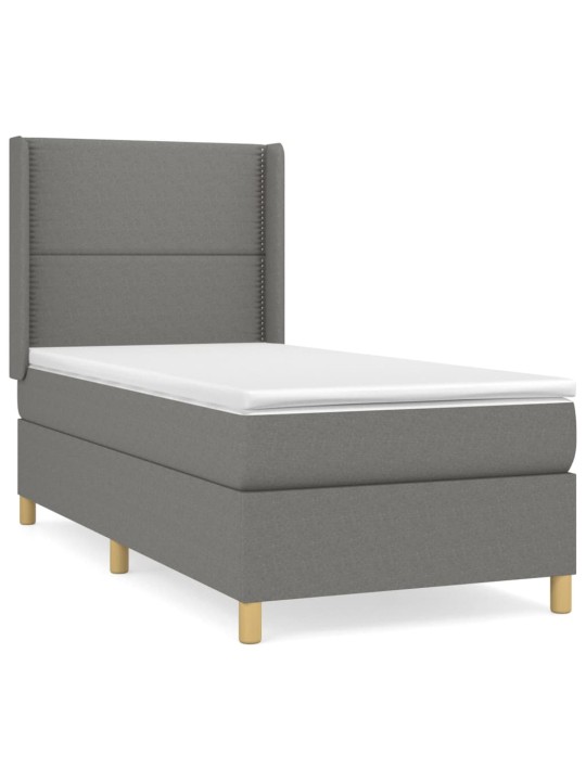 Box spring postel s matrací tmavě šedá 90x200 cm textil