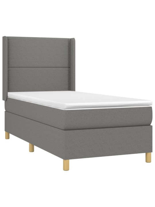 Box spring postel s matrací tmavě šedá 90x200 cm textil