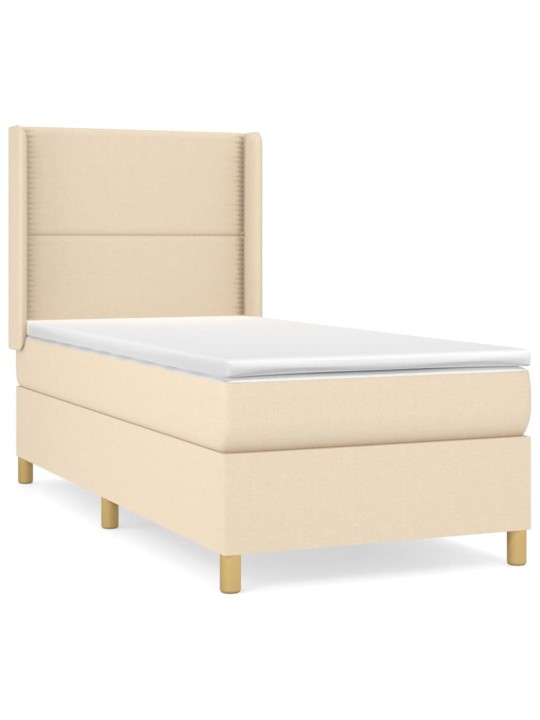 Box spring postel s matrací krémová 100 x 200 cm textil