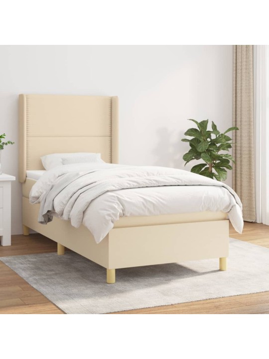 Box spring postel s matrací krémová 100 x 200 cm textil