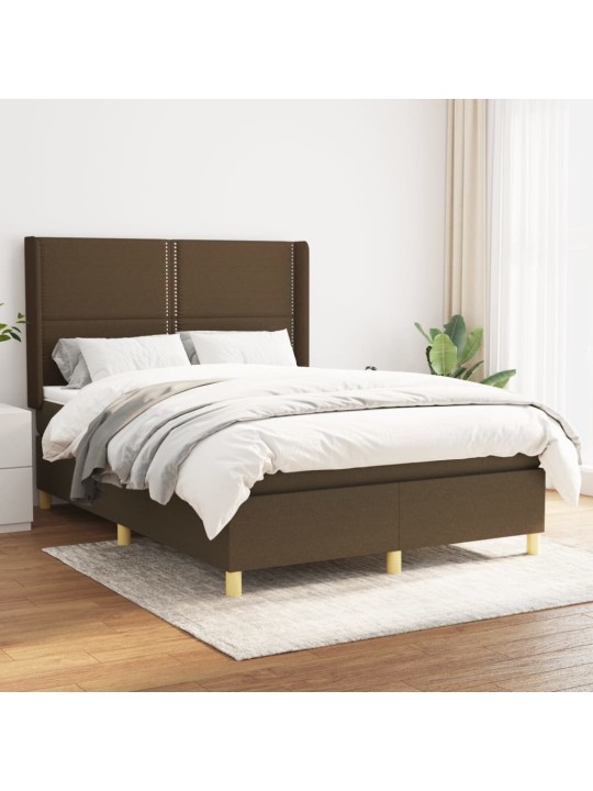 Box spring postel s matrací tmavě hnědá 140x200 cm textil