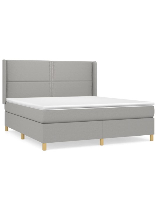 Box spring postel s matrací světle šedá 160 x 200 cm textil