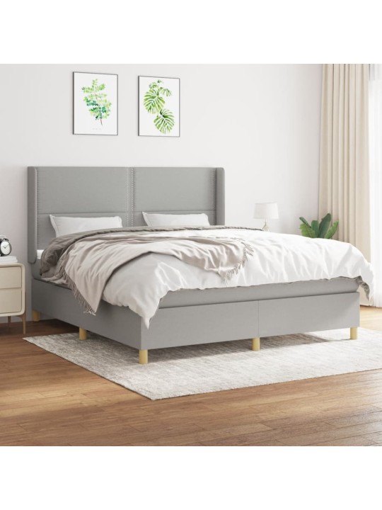 Box spring postel s matrací světle šedá 160 x 200 cm textil