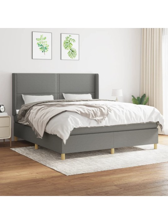 Box spring postel s matrací tmavě šedá 160x200 cm textil