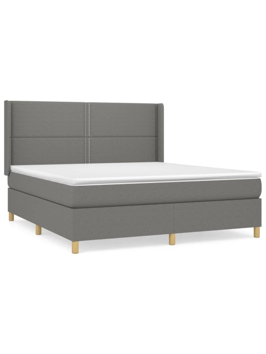 Box spring postel s matrací tmavě šedá 180x200 cm textil