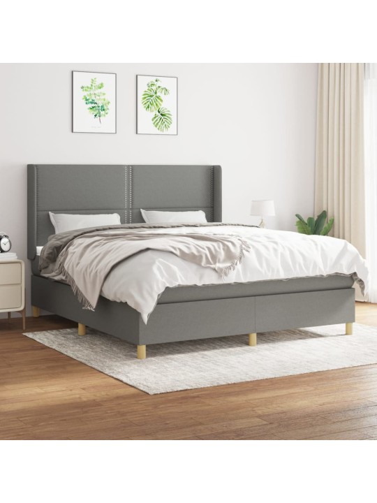 Box spring postel s matrací tmavě šedá 180x200 cm textil