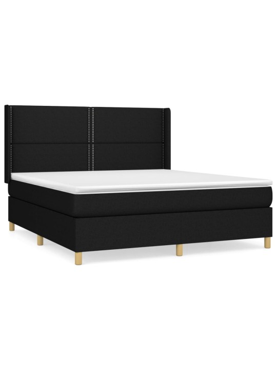 Box spring postel s matrací černá 180x200 cm textil