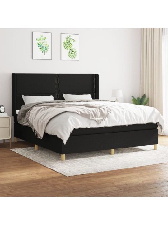 Box spring postel s matrací černá 180x200 cm textil
