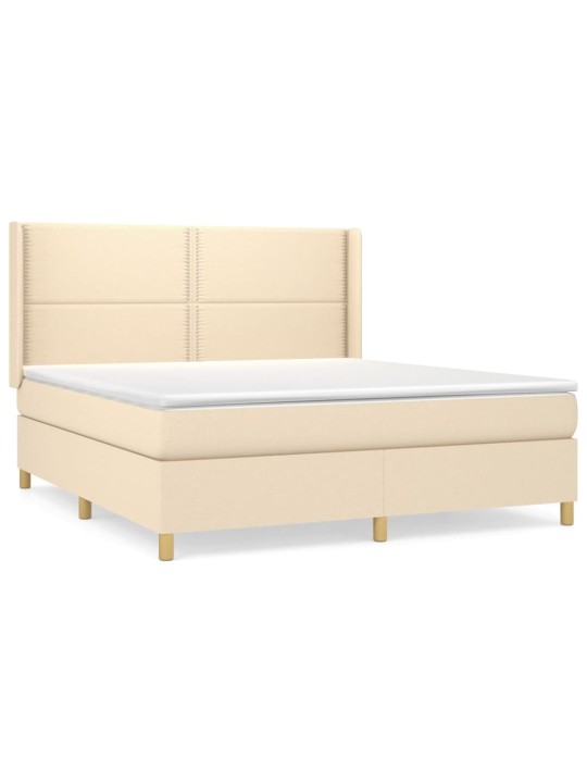Box spring postel s matrací krémová 180x200 cm textil
