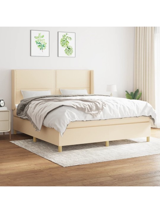 Box spring postel s matrací krémová 180x200 cm textil
