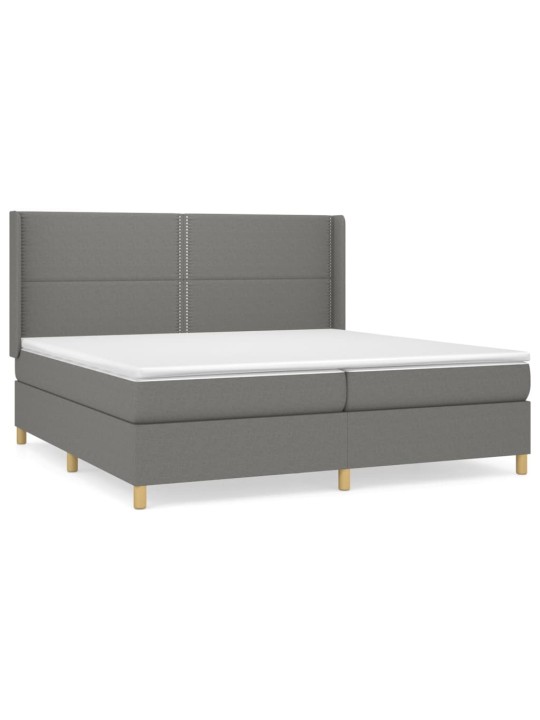 Box spring postel s matrací tmavě šedá 200x200 cm textil