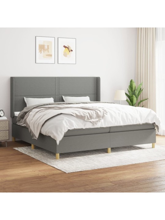 Box spring postel s matrací tmavě šedá 200x200 cm textil
