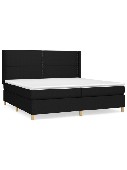 Box spring postel s matrací černá 200x200 cm textil