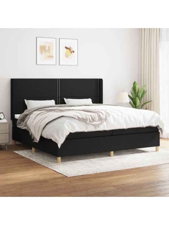 Box spring postel s matrací černá 200x200 cm textil