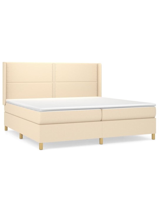 Box spring postel s matrací krémová 200x200 cm textil