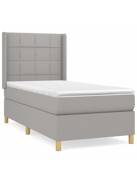 Box spring postel s matrací světle šedá 90x190 cm textil