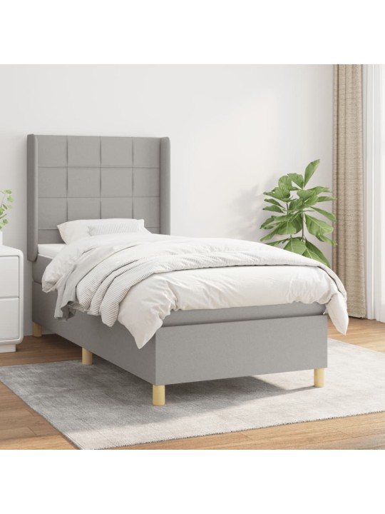 Box spring postel s matrací světle šedá 90x190 cm textil