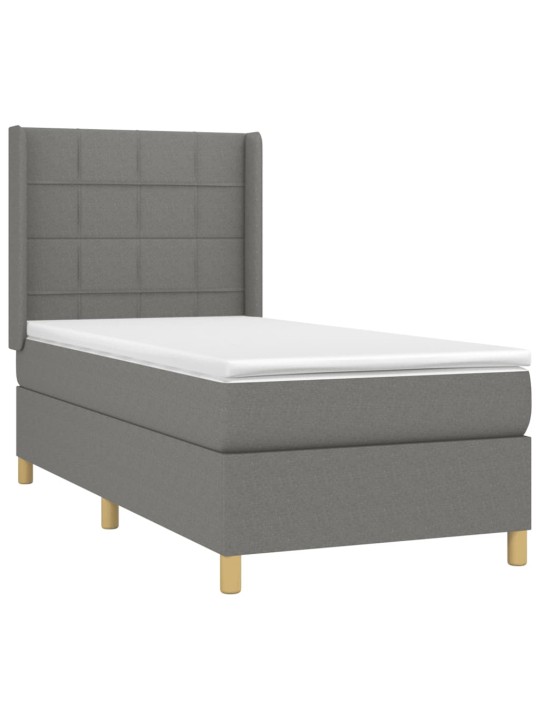 Box spring postel s matrací tmavě šedá 90x190 cm textil
